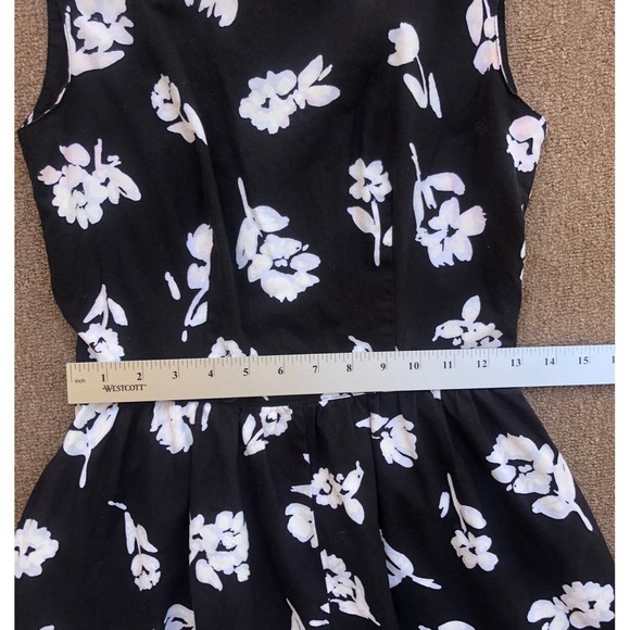 VTG Lang originals USA pinup dress 6/8 black white floral cotton fit and flare - Picture 3 of 9